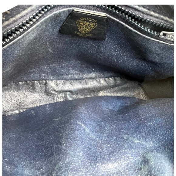 Gucci Authentic Vintage Navy Canvas Shoulder Bag Purse - Picture 9 of 10